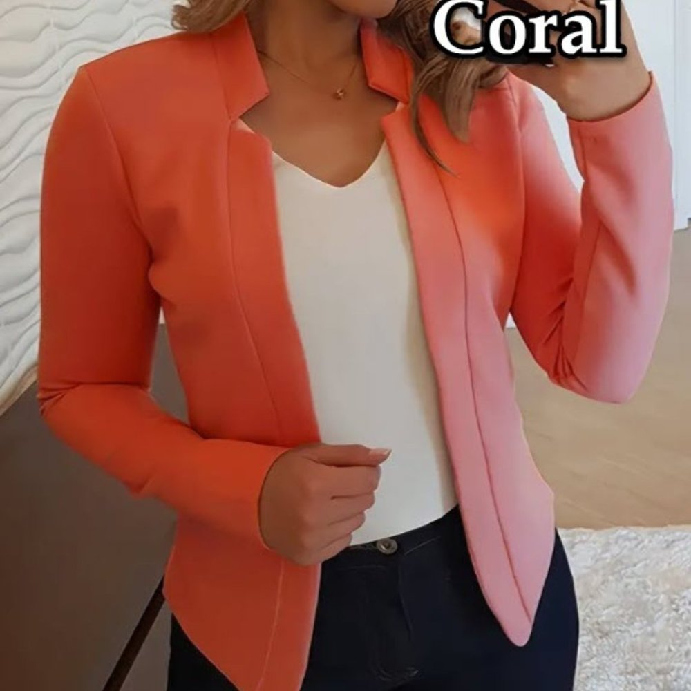 Coral Open Front Blazer